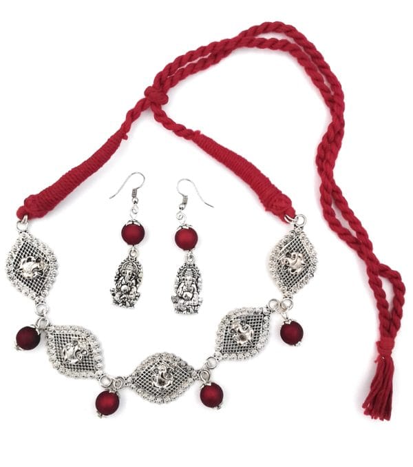 Oxidised Ganesha Necklace Earrings set