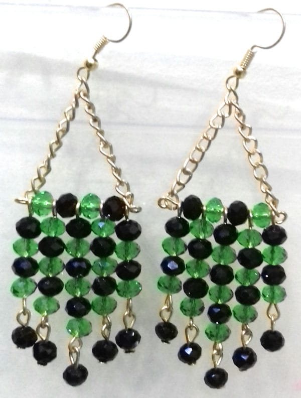 Crystal Earrings -Black and Green Crystals