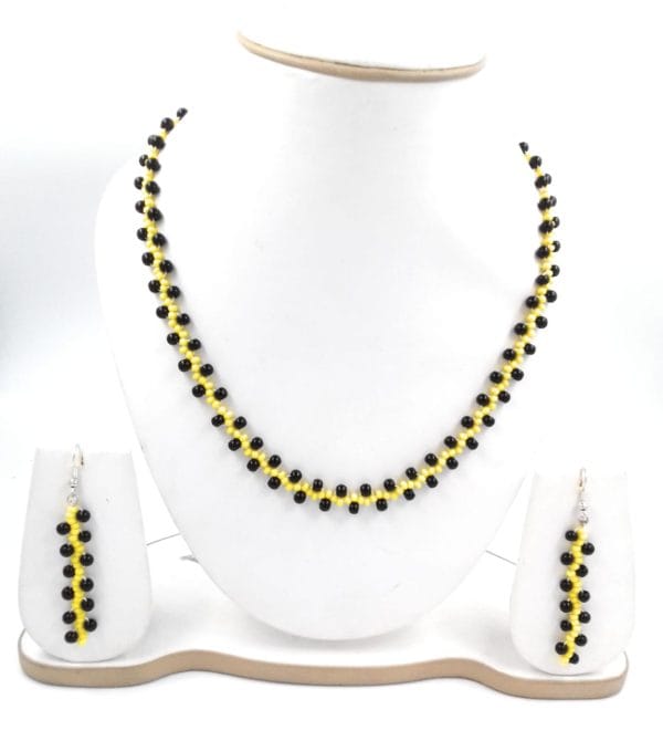Yellow Black beaded Necklace