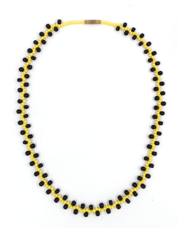 Yellow Black beaded Necklace - Image 2