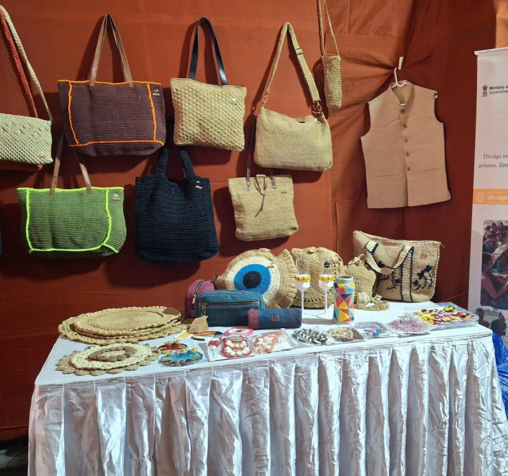 Modern home decor with jute rug, basket, and wall hanging for sustainable living.