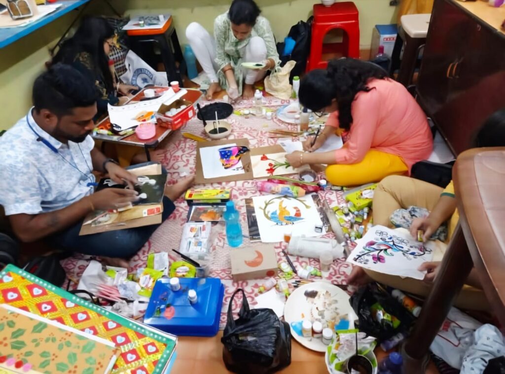 Students learning professional craft making at Innovative Art N Craft Vocational Institute, Kolkata