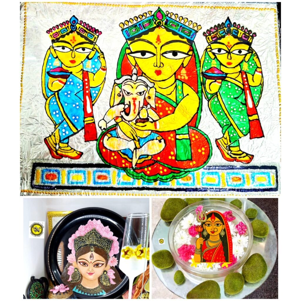 Handcrafted decor and jewellery celebrating Durga Puja traditions at Pre-Puja Splendor 2025.